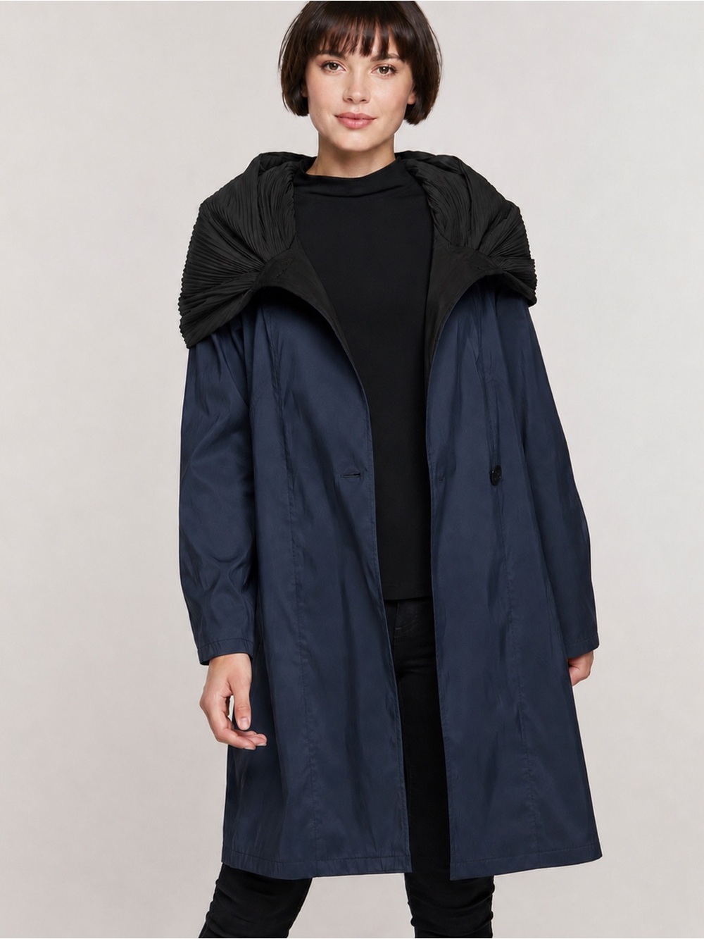 Overland Donna Reversible Hooded Raincoat Jacket Navy/black size s nwt